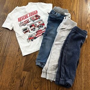 Carter’s rescue squad tee and pants bundle, size 12M (4 pieces)